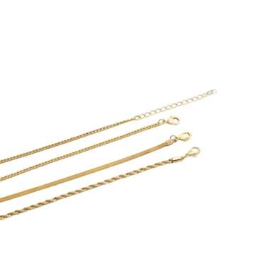 Set of 3 Gold Plated Chunky Chain Necklaces for Women