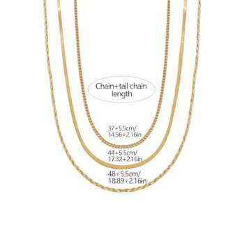 Set of 3 Gold Plated Chunky Chain Necklaces for Women