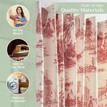 Maison d' Hermine 100% Cotton Curtain - 50"x108" Charcoal Decorative Curtain - Aesthetic Curtains for Farmhouse, Kitchen & Bedroom - for Spring & Summer - Calais Collection