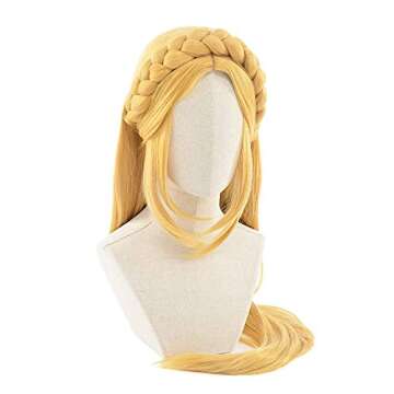 miccostumes Women's Princess Gold Long Braided Cosplay Wig With Elf Ear(One Size, Gold)