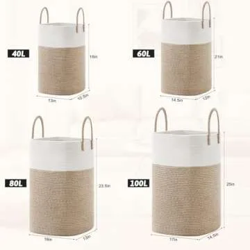 Stylish 60L Cotton Rope Laundry Basket Storage Solution