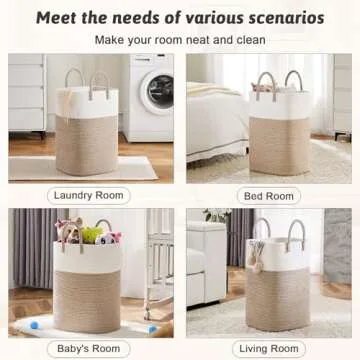 Stylish 60L Cotton Rope Laundry Basket Storage Solution