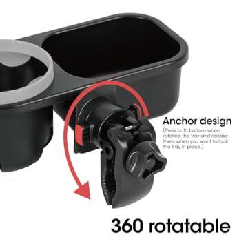 LUFFCABO Universal Snack Tray for Stroller with Stroller Cup Holder, Universal Stroller Snack Tray w...