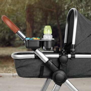 LUFFCABO Universal Snack Tray for Stroller with Stroller Cup Holder, Universal Stroller Snack Tray with Cup Holder, Stroller Tray Attachment and Snack Tray for Stroller As Stroller Accessories