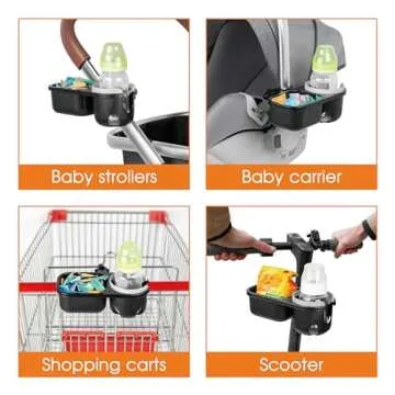 LUFFCABO Universal Snack Tray for Stroller with Stroller Cup Holder, Universal Stroller Snack Tray with Cup Holder, Stroller Tray Attachment and Snack Tray for Stroller As Stroller Accessories