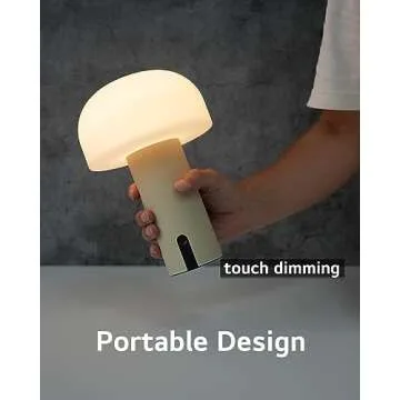 Cordless Mushroom Table Lamp - Rechargeable & Waterproof