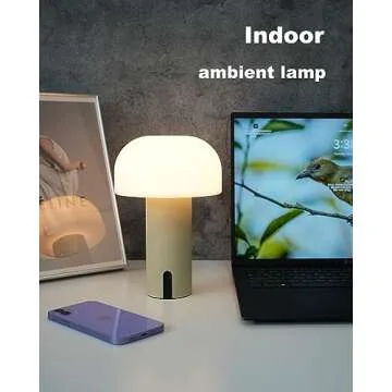Cordless Mushroom Table Lamp - Rechargeable & Waterproof
