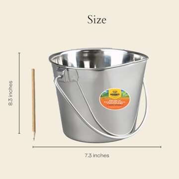 Advance PET Products 4 Quart Heavy Duty Stainless Steel Flat Side Bucket | Durable Food & Water Pail for Dogs, Cats, Kennels, Cages and Critter Crates | Multi-Purpose Bucket