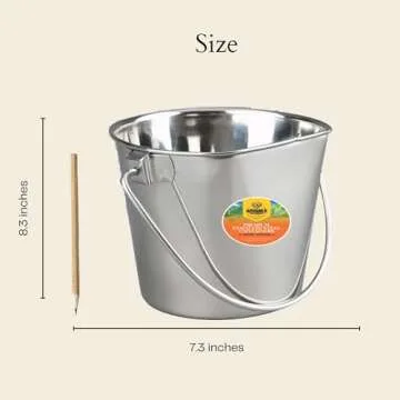 Advance PET Products 4 Quart Heavy Duty Stainless Steel Flat Side Bucket | Durable Food & Water Pail for Dogs, Cats, Kennels, Cages and Critter Crates | Multi-Purpose Bucket