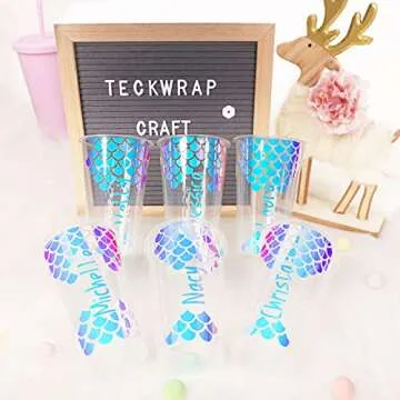 TECKWRAP Holographic Chrome Craft Vinyl 12" x 60", Opal White - Permanent Adhesive Vinyl, Indoor & Outdoor Vinyl, Waterproof, Scrapbooking, Easy Cut & Weed for DIY Crafts, Party Decor, Car Decals