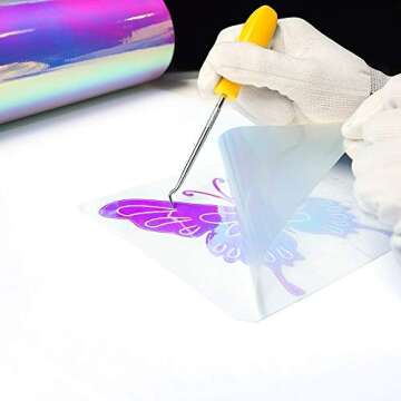 TECKWRAP Holographic Chrome Craft Vinyl 12" x 60", Opal White - Permanent Adhesive Vinyl, Indoor & Outdoor Vinyl, Waterproof, Scrapbooking, Easy Cut & Weed for DIY Crafts, Party Decor, Car Decals