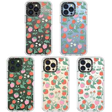 MOSNOVO Case for iPhone 13 Pro, [Buffertech 6.6ft Military-Grade Drop Protection] [Anti Peel Off Tech] Clear TPU Bumper Phone Case Cover Design - Strawberry Garden