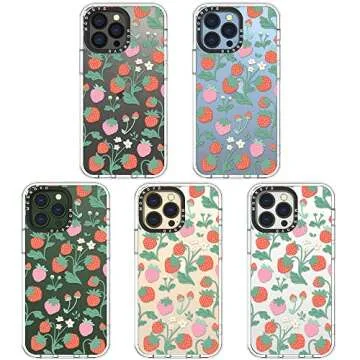 MOSNOVO Case for iPhone 13 Pro, [Buffertech 6.6ft Military-Grade Drop Protection] [Anti Peel Off Tech] Clear TPU Bumper Phone Case Cover Design - Strawberry Garden