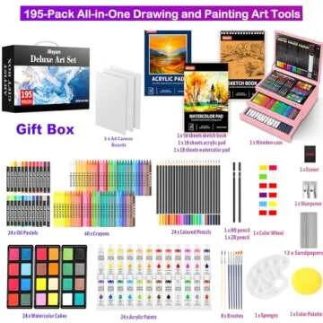 iBayam Deluxe Art Set - 195-Piece Comprehensive Arts and Crafts Kit for All Ages