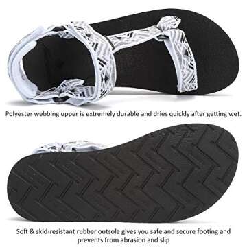 EQUICK Women’s Arch Support Athletic Sandal Yoga Mat Insole Beach Shoes Outdoor Sports and Indoor-U219SLX022-White Gray-40