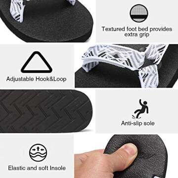 EQUICK Women’s Arch Support Athletic Sandal Yoga Mat Insole Beach Shoes Outdoor Sports and Indoor-U219SLX022-White Gray-40