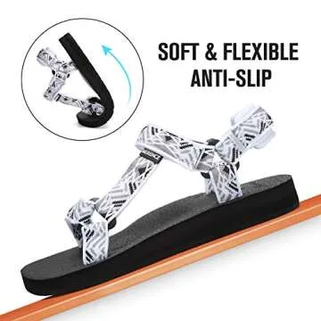 EQUICK Women’s Arch Support Athletic Sandal Yoga Mat Insole Beach Shoes Outdoor Sports and Indoor-U219SLX022-White Gray-40