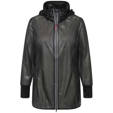 Ulla Popken Womenswear Plus Size Curvy HYPRAR Sheer Triple Function Raincoat Black 50+ 818612100