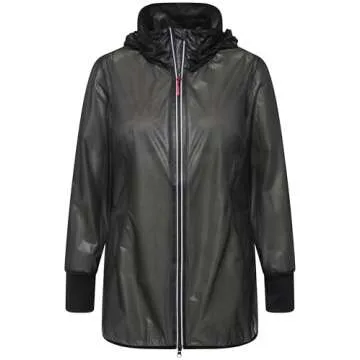 Ulla Popken Womenswear Plus Size Curvy HYPRAR Sheer Triple Function Raincoat Black 50+ 818612100