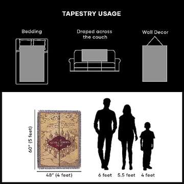 Northwest Woven Tapestry Throw Blanket, 48" x 60", Marauders Map