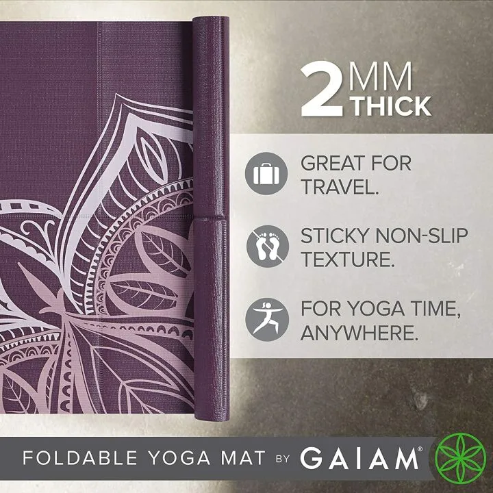 Gaiam Foldable Yoga Mat for Travel & Workouts