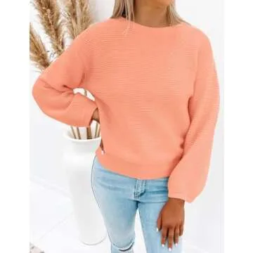 ZESICA Stylish Lantern Sleeve Pullover Sweater for Women