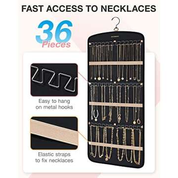 BAGSMART Hanging Jewelry Organizer, Necklace Holder Anti-tangle Earrings Rings Hanger with 20 Jewelr...