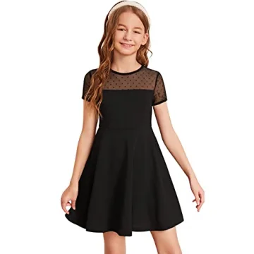 SOLY HUX Girl's Contrast Mesh Flared Dress - Stylish & Comfortable