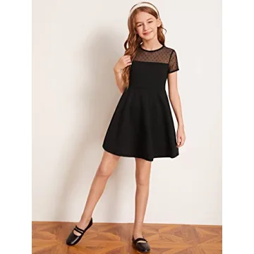 Stylish SOLY HUX Girl's Contrast Mesh Dress for Children