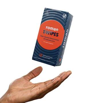 Roman Swipes | Fast-Acting, Convenient, Over-The-Counter Wipes Increase Stamina, Formulated with 4% Benzocaine, Features Discreet Packaging | 12-Pack