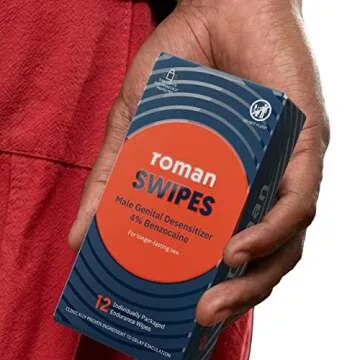 Roman Swipes | Fast-Acting, Convenient, Over-The-Counter Wipes Increase Stamina, Formulated with 4% Benzocaine, Features Discreet Packaging | 12-Pack