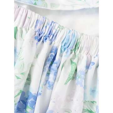 Flofallzique Floral Girls Dress Summer Casual Ruffle Sleeves Tiered Kids Vintage Sundress(4,Sea Blue)