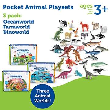 Learning Resources Animal Playsets for Ages 3+, 3-in-1 Fun