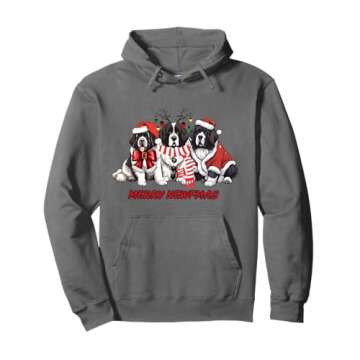 Merry Newfmas Landseer Newfoundland Dog Christmas Pullover Hoodie