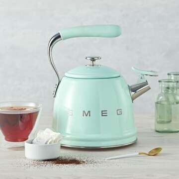 Retro Pastel Green Stovetop Kettle - 2.4Q Capacity