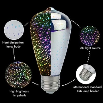 SIOODO Decorative 3D LED Bulb, Colorful Illumination for All Occasions