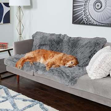 Furhaven Waterproof Throw Blanket for Dogs & Indoor Cats, Washable - Shaggy Plush Calming Long Faux Fur & Velvet Dog Blanket - Gray, Extra Large/XL