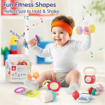 Baby Toys 0-6 Months, 9 PCS Baby Rattle Teething, Infant Baby Toys 6-12 Months, Teethers for Newborn...