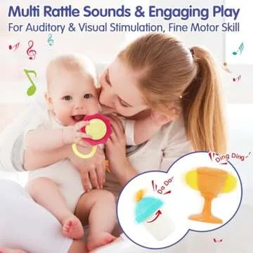 Baby Toys 0-6 Months, 9 PCS Baby Rattle Teething, Infant Baby Toys 6-12 Months, Teethers for Newborn Infant, Boys and Girls Shower Gifts, Early Educational Easter Basket Stuffers