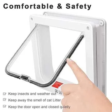 Cat Door, Safety Pet Door with 4 Way Lock, Weatherproof & Easy Installation Cat Flap Door for Interior Exterior Door, Window, Wall(Medium, 5.9in x 6.1in Flap)