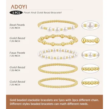 Trendy Gold Beaded Bracelet Set for Women - ADOYI Jewelry