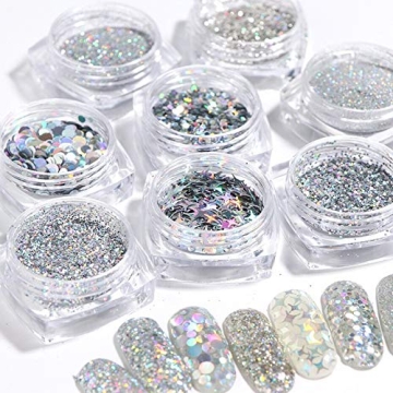 KISSBUTY Holographic Nail Art Kits - 8 Glitter Boxes