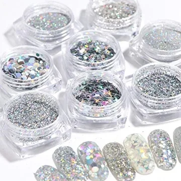 KISSBUTY Holographic Nail Art Kits - 8 Glitter Boxes