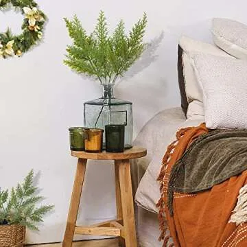 Watayo 40 PCS Artificial Faux Cedar Branches-12.5 Inch Artificial Green Cedar Sprigs-Faux Cedar Pine Stems Picks for DIY Garland Wreath Christmas Embellishing and Home Garden Decoration