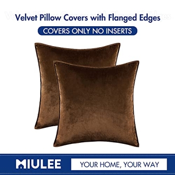 MIULEE Decorative Velvet Pillow Covers Chocolate Set of 2 18x18
