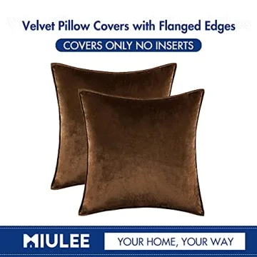 MIULEE Decorative Velvet Pillow Covers Chocolate Set of 2 18x18