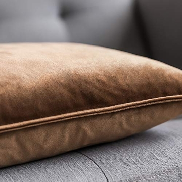 MIULEE Decorative Velvet Pillow Covers Chocolate Set of 2 18x18