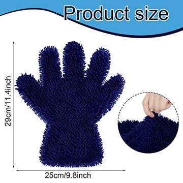 Ferraycle 2 Packs Car Wash Mitt 5 Finger Microfiber Wash Mitts Auto Car Dusting Gloves Double Sided Cleaning Gloves for Kitchen Home(Blue and Gray)