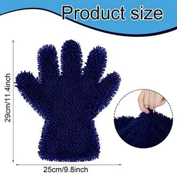 Ferraycle 2 Packs Car Wash Mitt 5 Finger Microfiber Wash Mitts Auto Car Dusting Gloves Double Sided Cleaning Gloves for Kitchen Home(Blue and Gray)