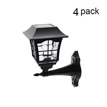 MAGGIFT 4 Pack Solar Wall Lantern Outdoor Playhouse Lights Waterproof 15 Lumens Solar Wall Sconce Light Fixture with Wall Mount Kit for Storage Shed Fence Garden Decor